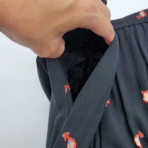 Anthropologie Ett Twa Black Floral Cropped Wide Leg Pants Womens Size XS Petite - Picture 11 of 16